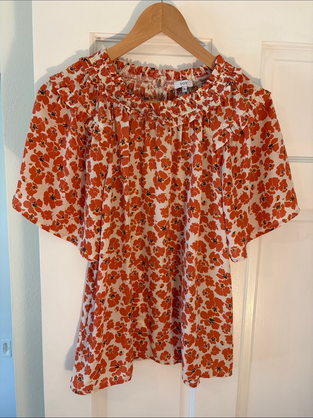 VOY Orange Floral Blouse